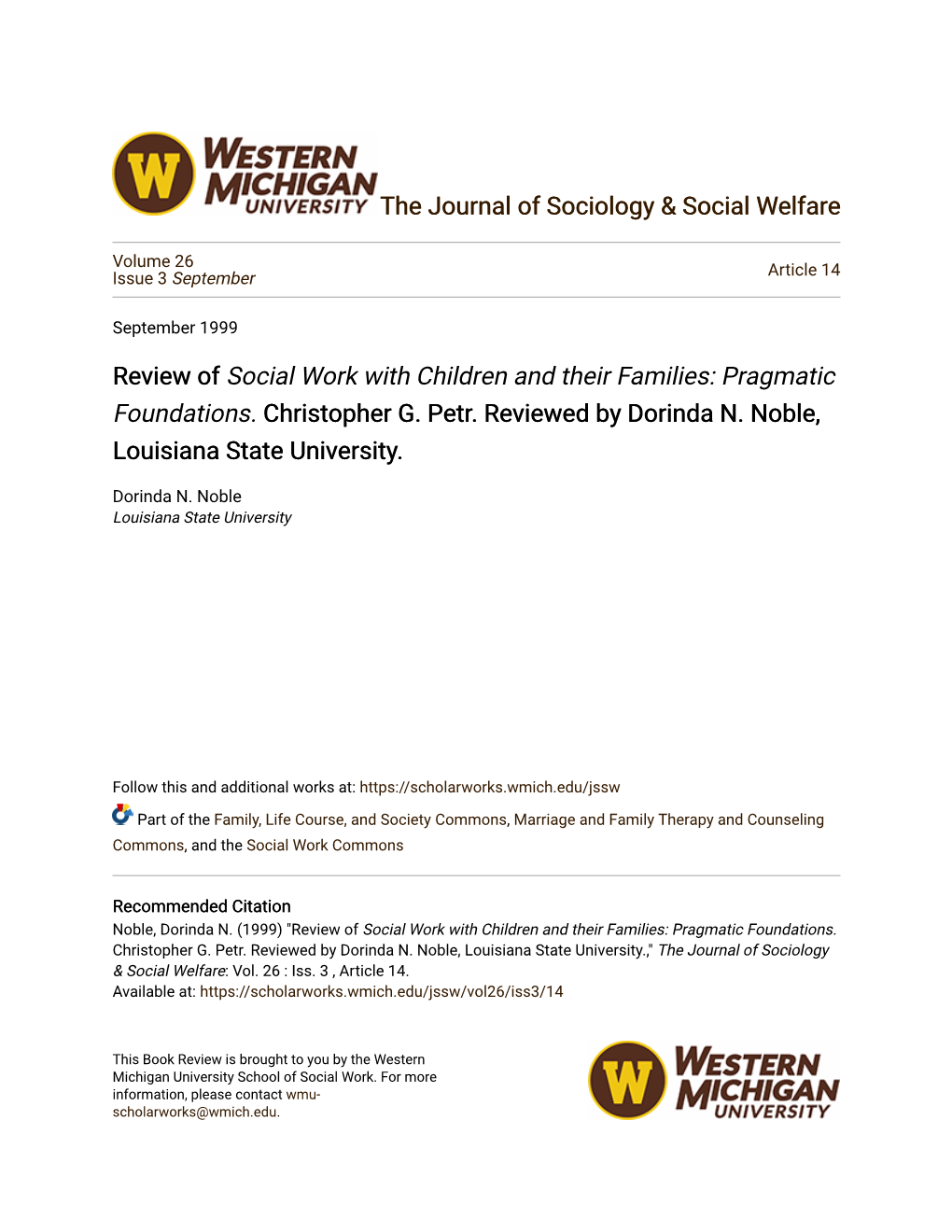 Review of Social Work with Children and Their Families: Pragmatic Foundations