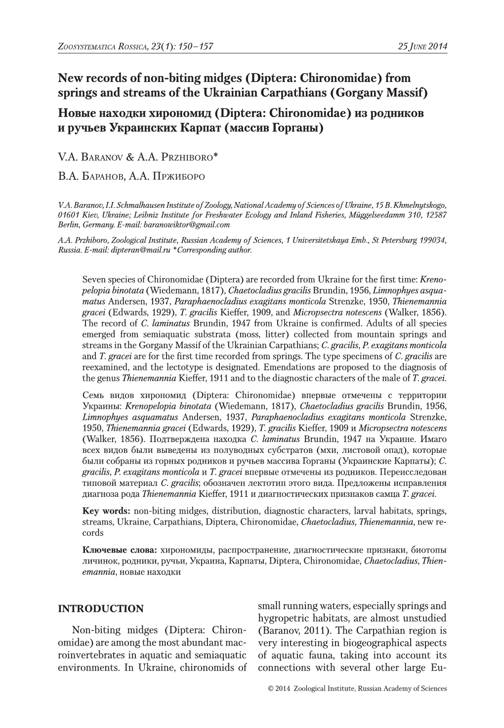 New Records of Non-Biting Midges (Diptera: Chironomidae) From