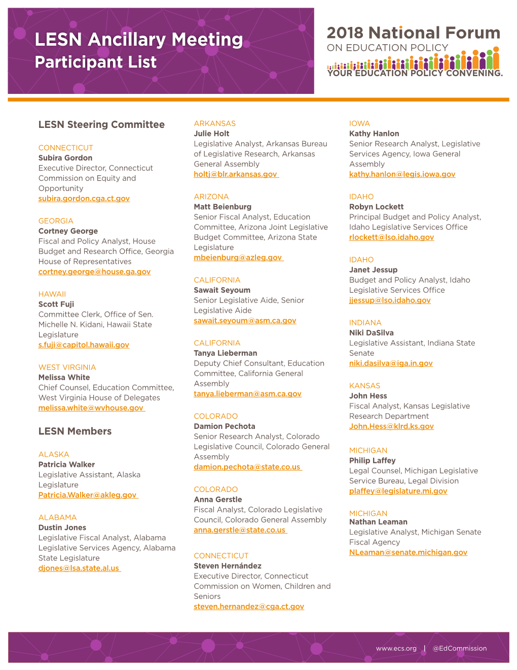 LESN Ancillary Meeting Participant List