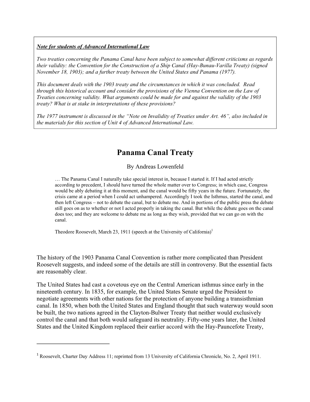 Panama Canal Treaty of 1903