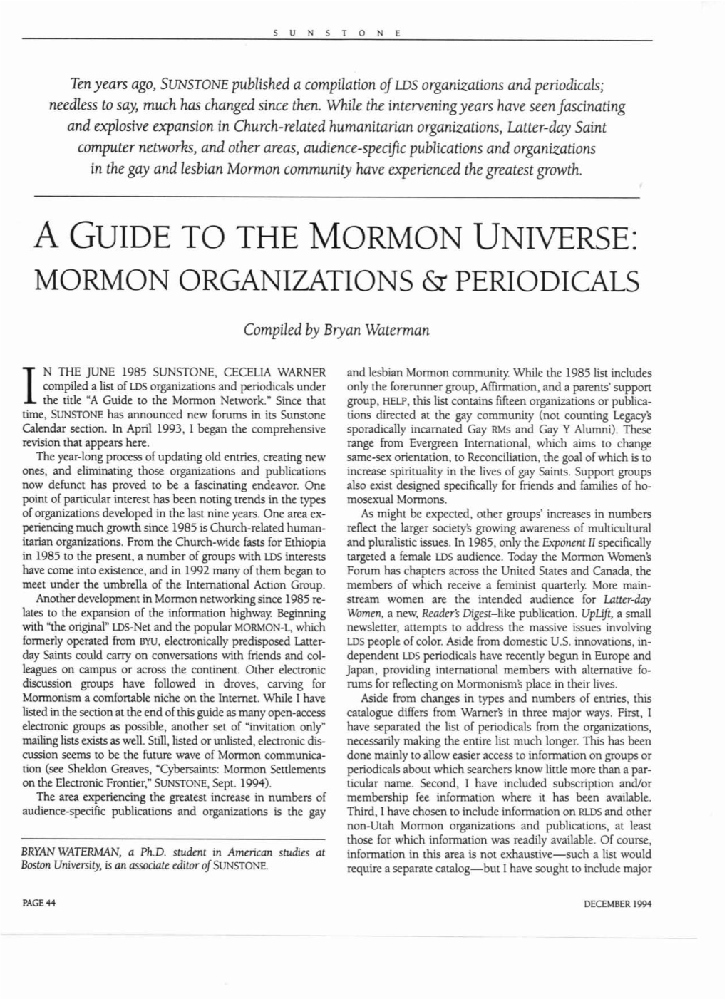 A Guide to the Mormon Universe
