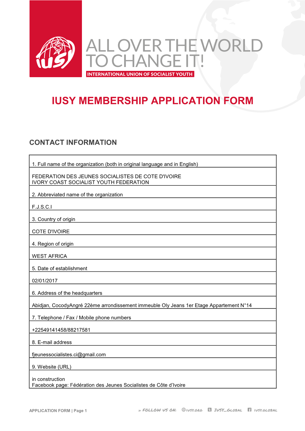Iusy Membership Application Form