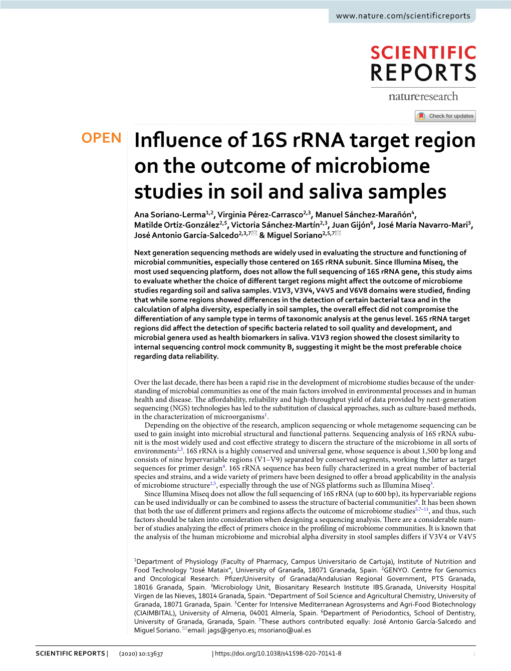 Influence of 16S Rrna Target Region on the Outcome of Microbiome