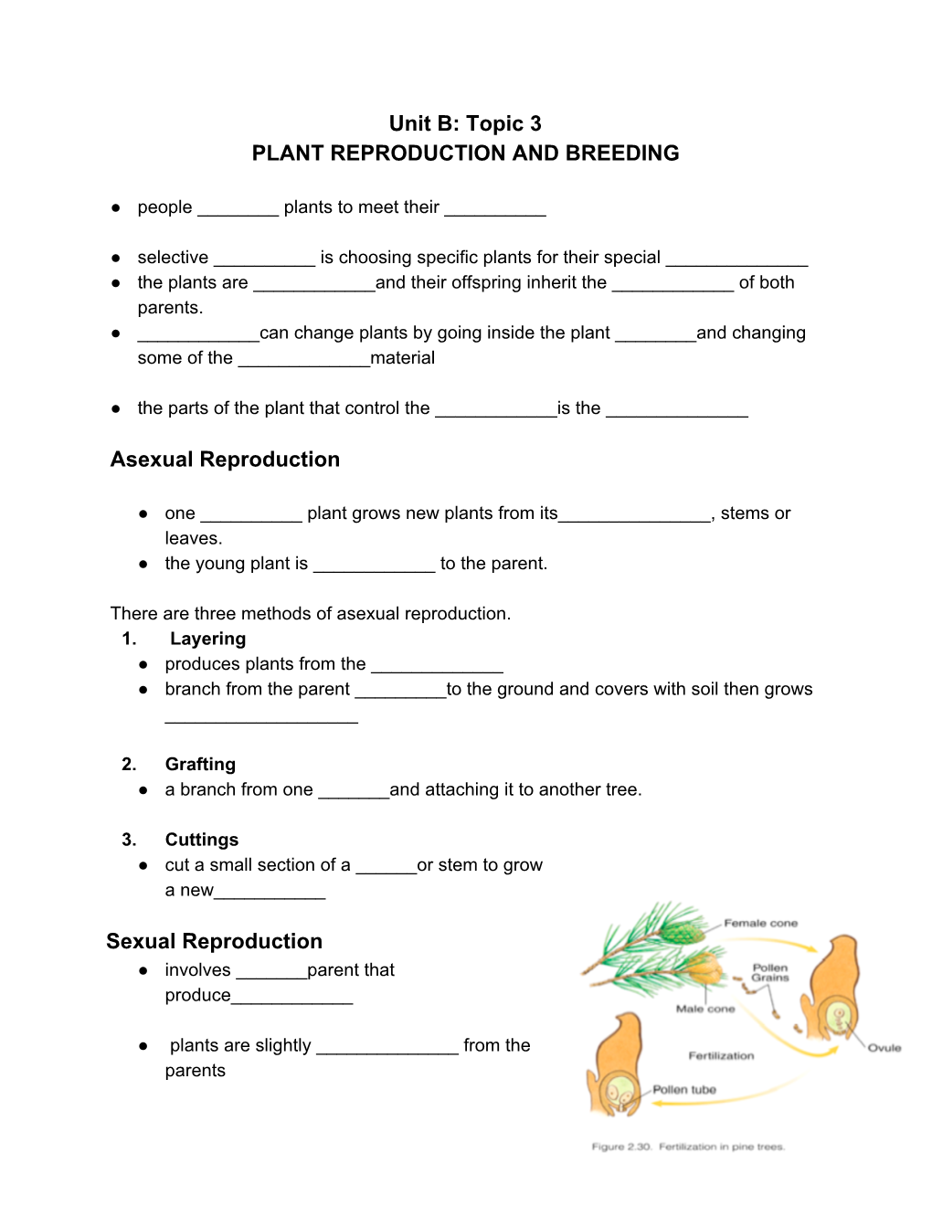 Unit B: Topic 3 PLANT REPRODUCTION and BREEDING