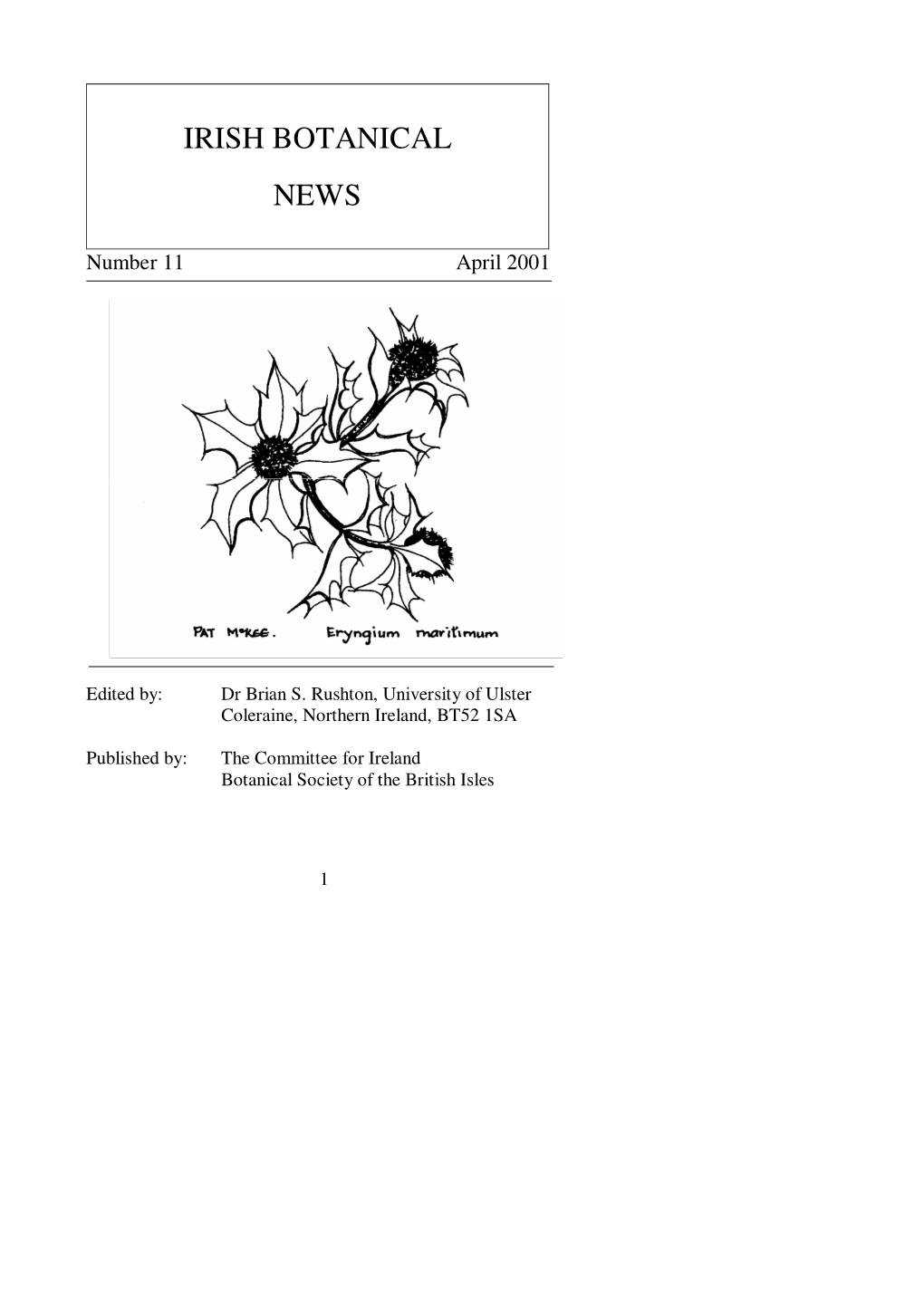 Irish Botanical News, Co-Opted October 1995