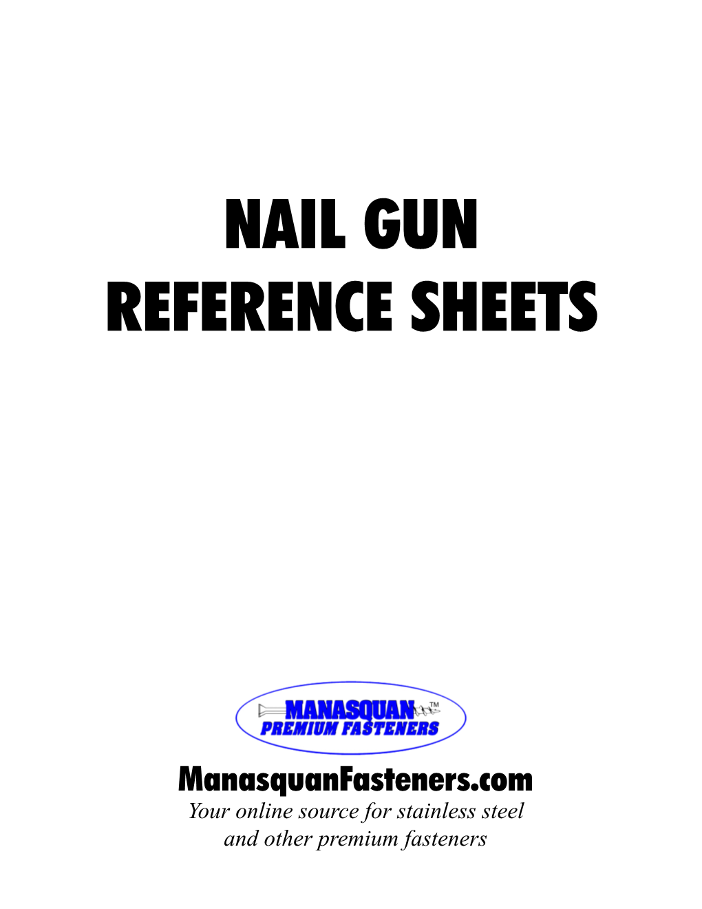 Nail Gun Reference Sheets