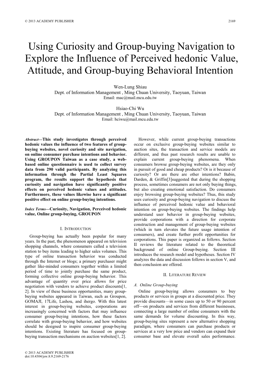Using Curiosity and Group-Buying Navigation to Explore the Influence of Perceived Hedonic Value, Attitude, and Group-Buying Behavioral Intention