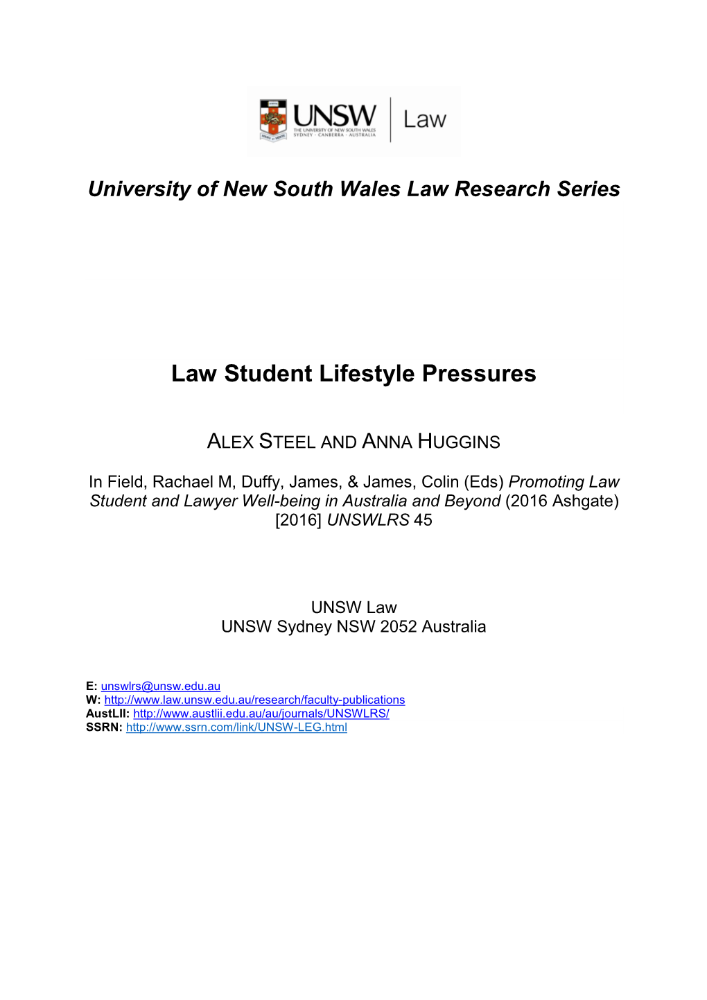 Law Student Lifestyle Pressures