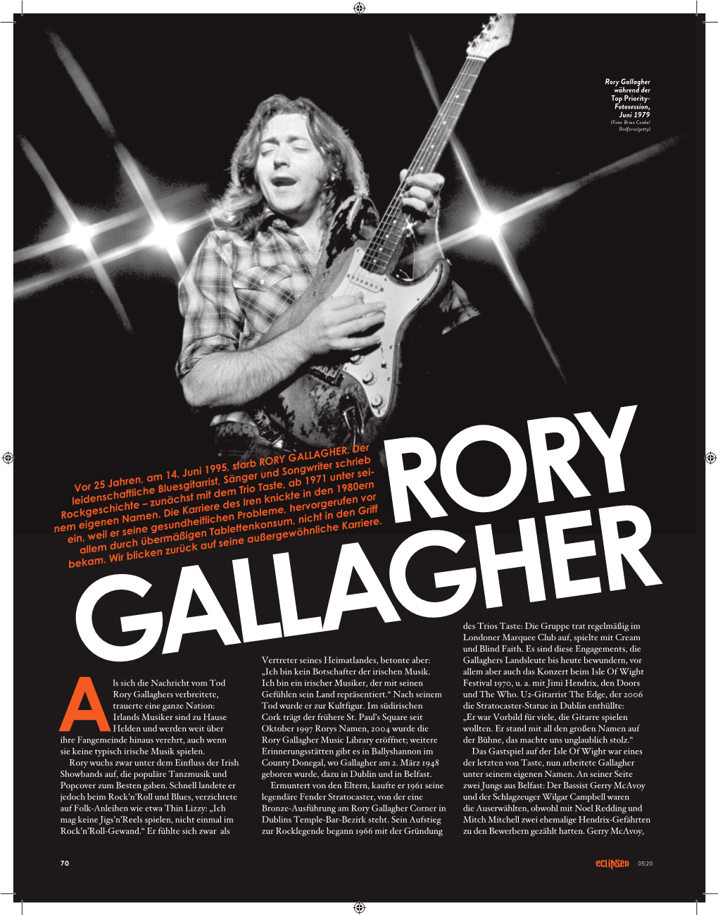 Rory Gallagher Während Der Top Priority- Fotosession, Juni 1979 (Foto: Brian Cooke/ Redferns/Getty)