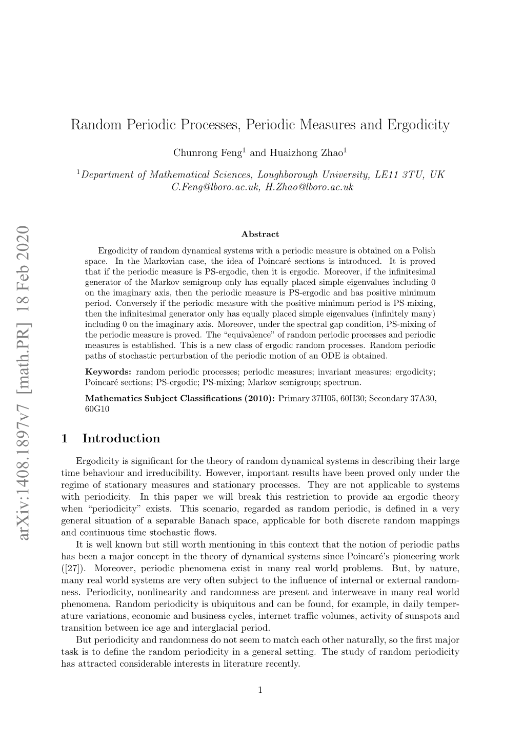 Random Periodic Processes, Periodic Measures and Ergodicity