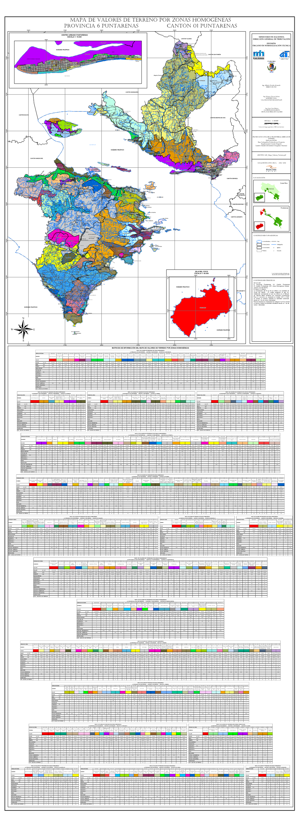 Mapa Del Cantón De Puntarenas 01, Distrito 01