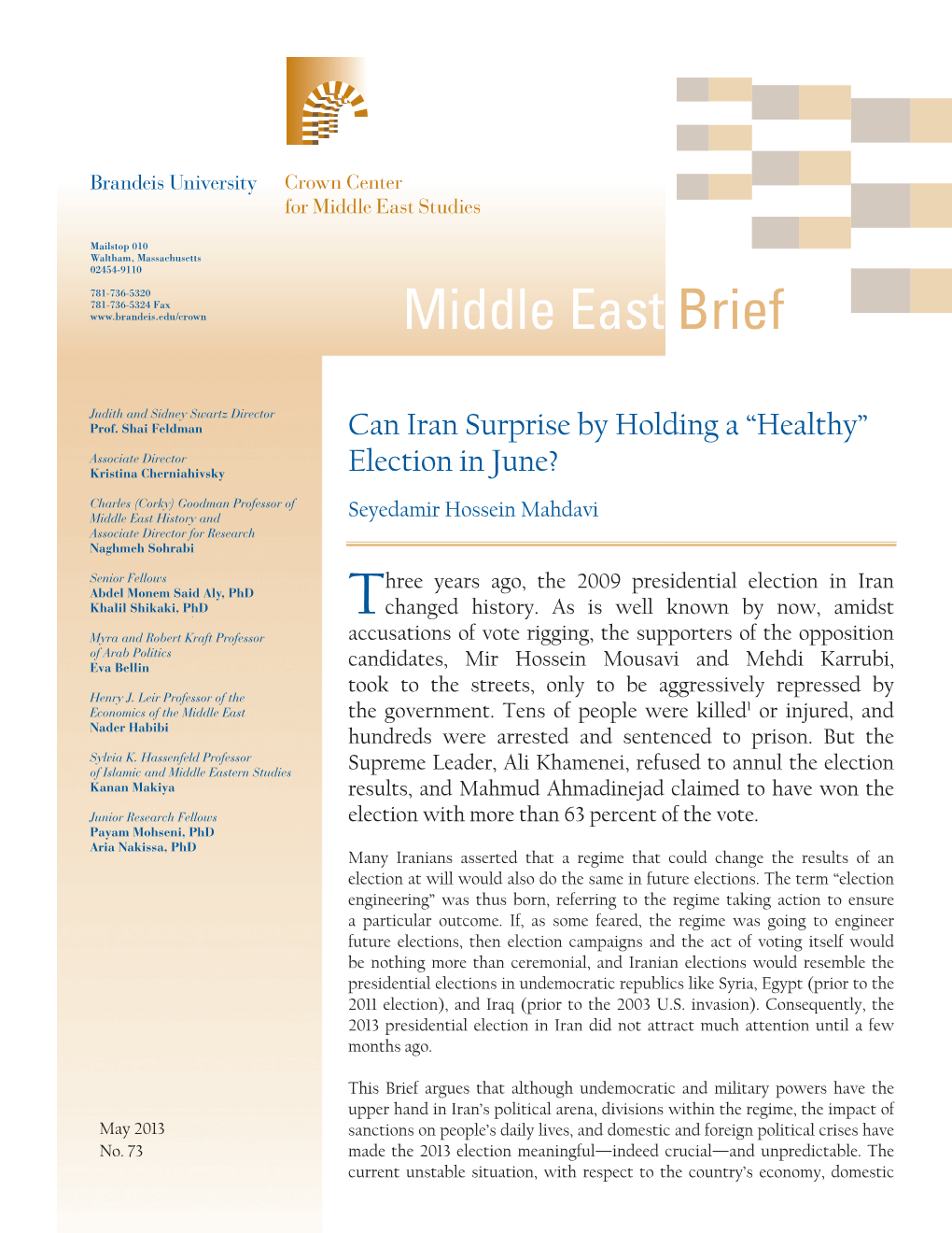 READ Middle East Brief 73