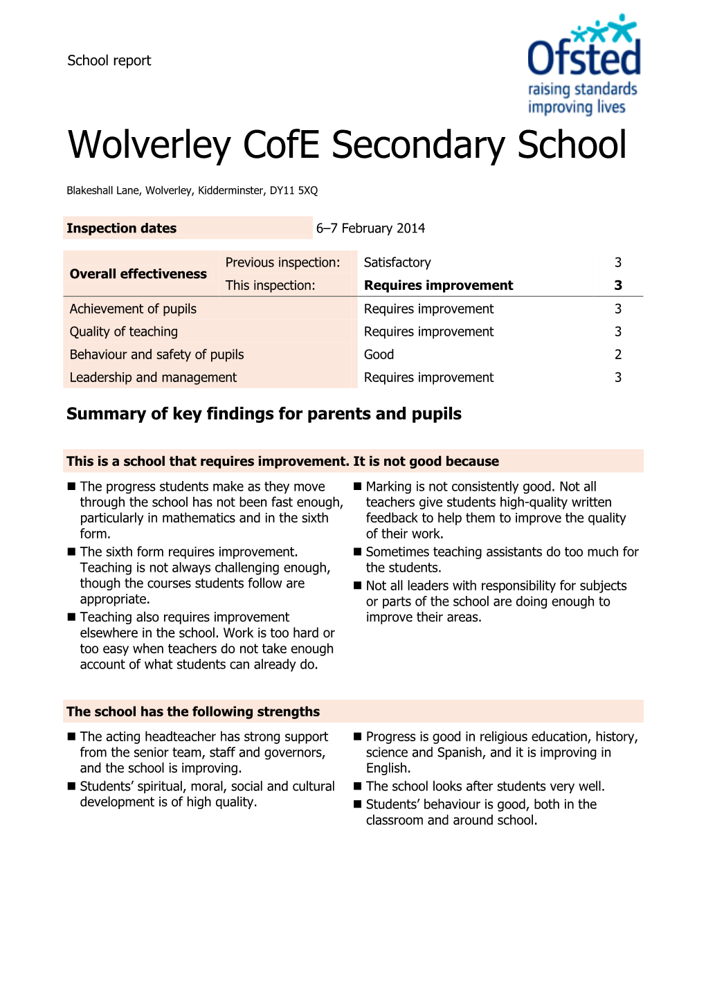 Wolverley Cofe Secondary School