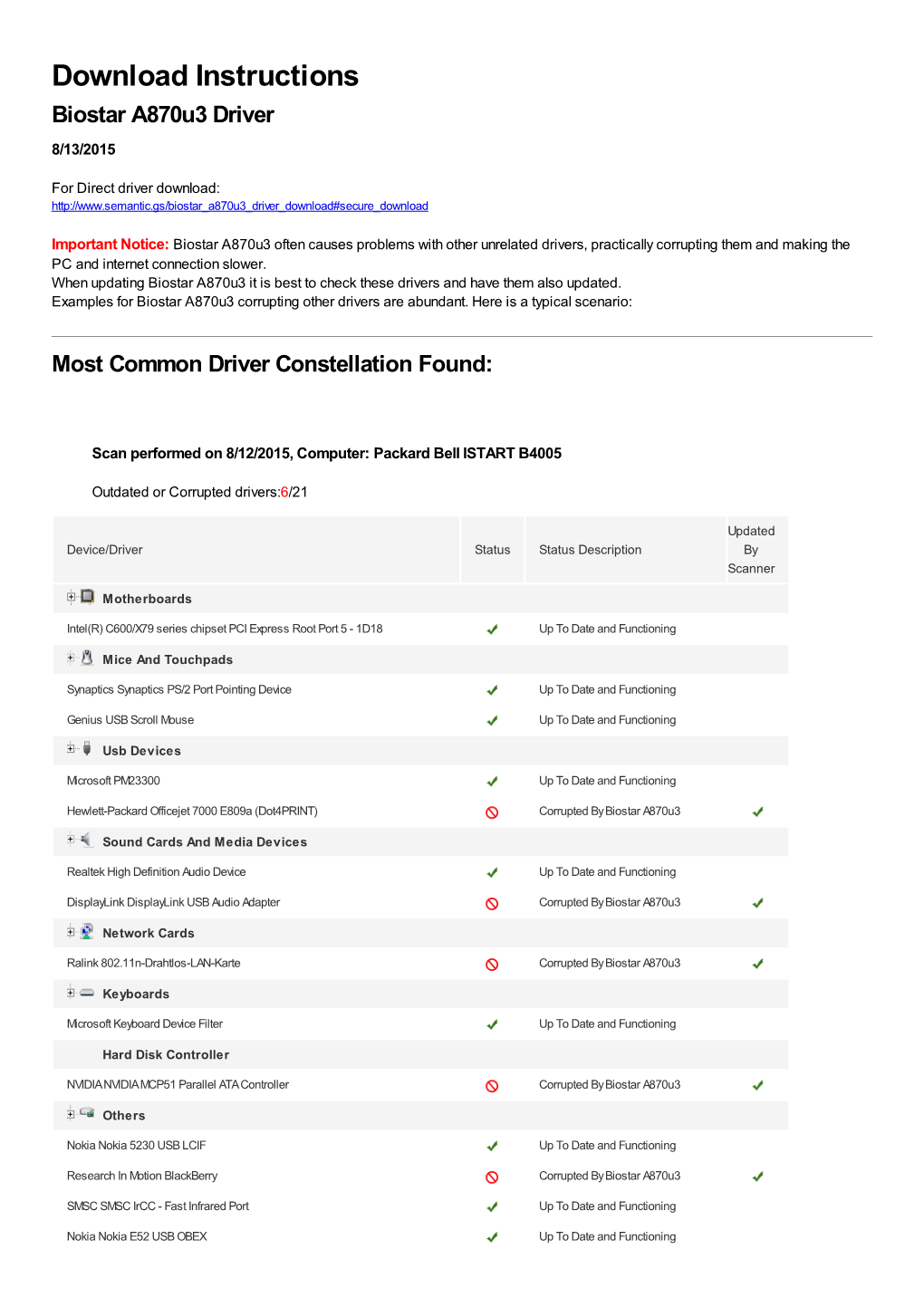 Driver Download Instructions