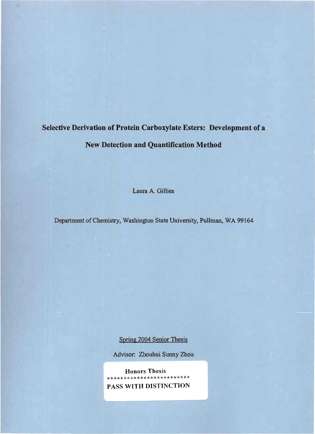 Selective Derivation of Protein Carboxylate Esters: Development of A