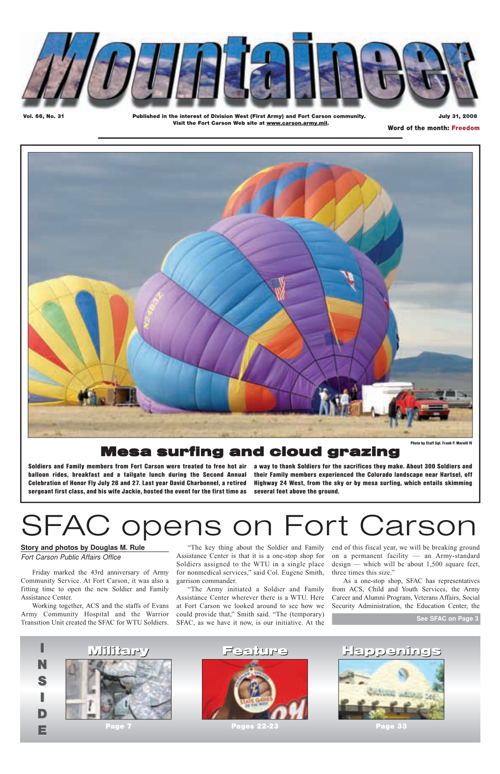 July 31, 2008 Visit the Fort Carson Web Site At