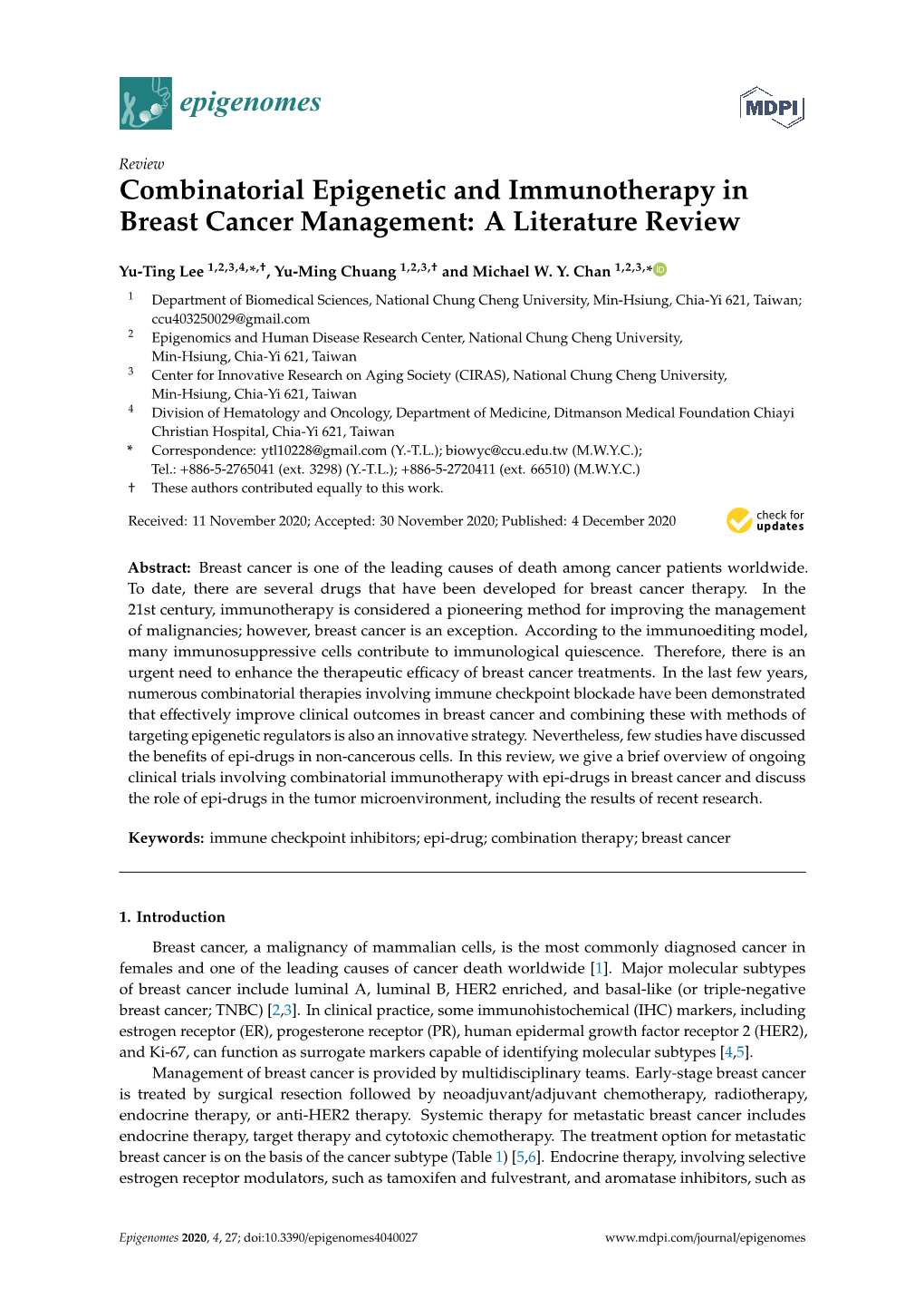 Combinatorial Epigenetic and Immunotherapy in Breast Cancer Management: a Literature Review