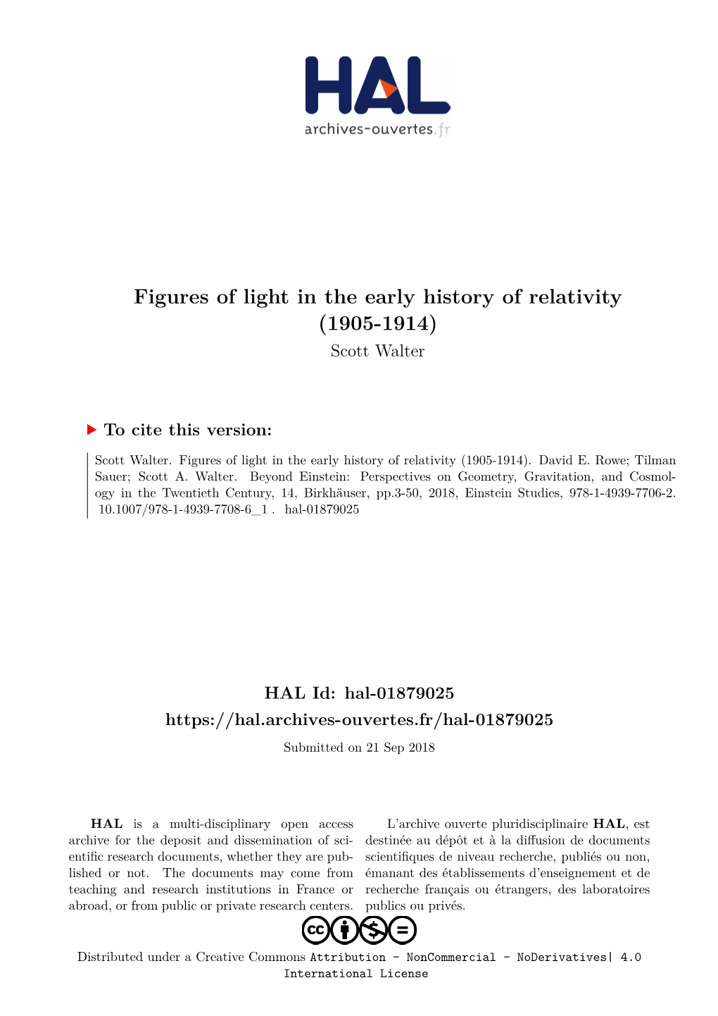 Figures of Light in the Early History of Relativity (1905-1914) Scott Walter