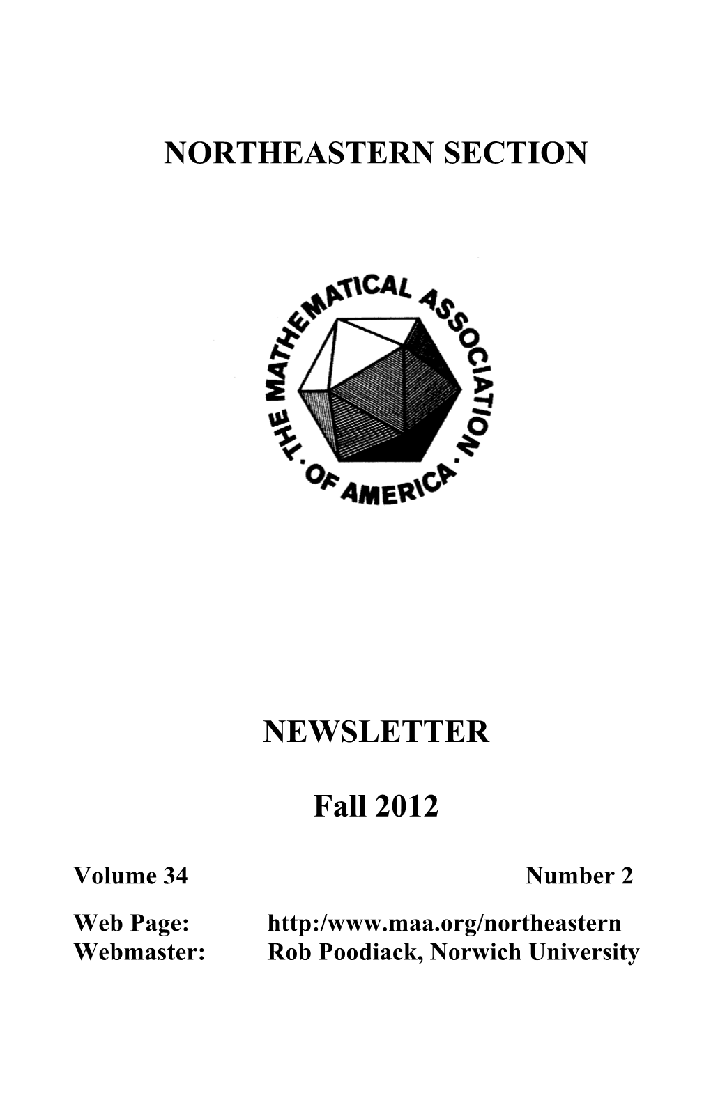 NORTHEASTERN SECTION NEWSLETTER Fall 2012