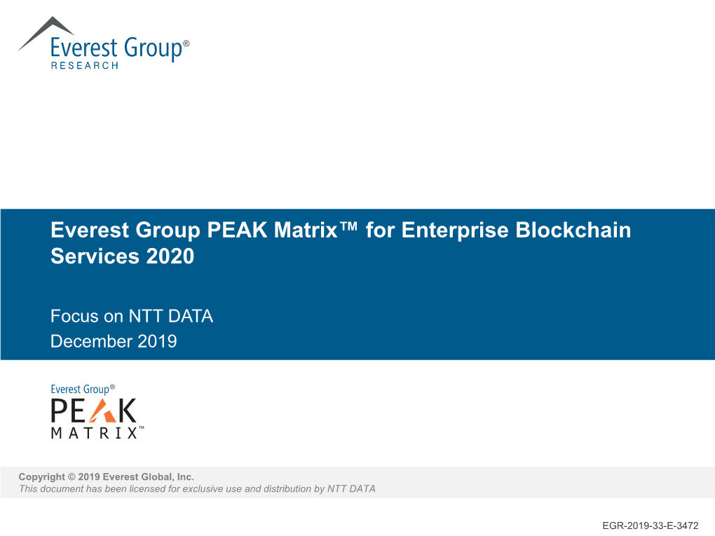 Everest Group PEAK Matrix™ for Enterprise Blockchain Services 2020