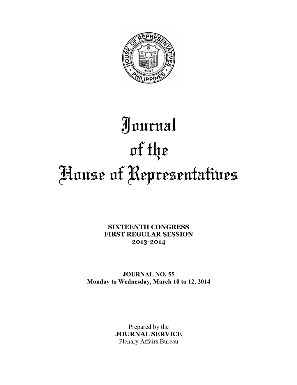 Journal of the House of Representatives