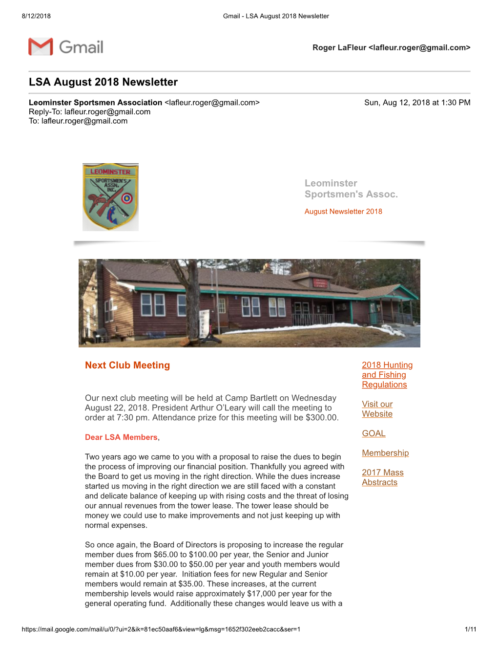 LSA August 2018 Newsletter