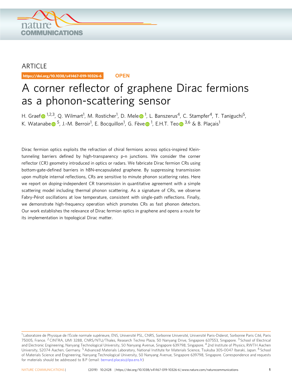 A Corner Reflector of Graphene Dirac Fermions As a Phonon-Scattering