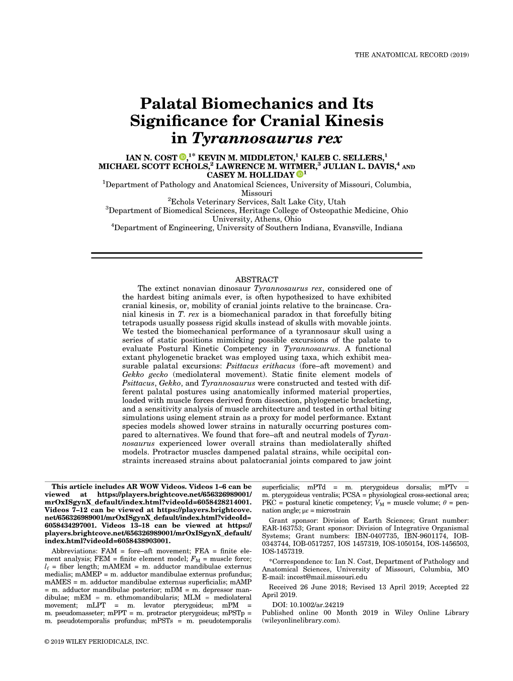 Palatal Biomechanics and Its Significance for Cranial Kinesis In