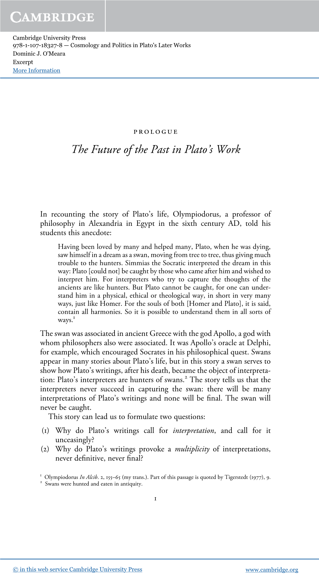 The Future of the Past in Plato's Work