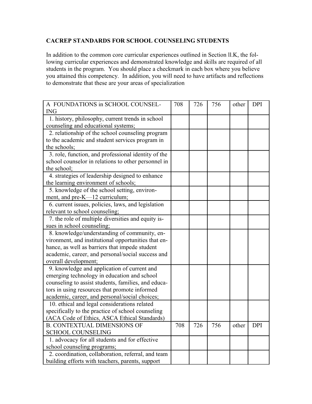 Standards for School Counseling Programs