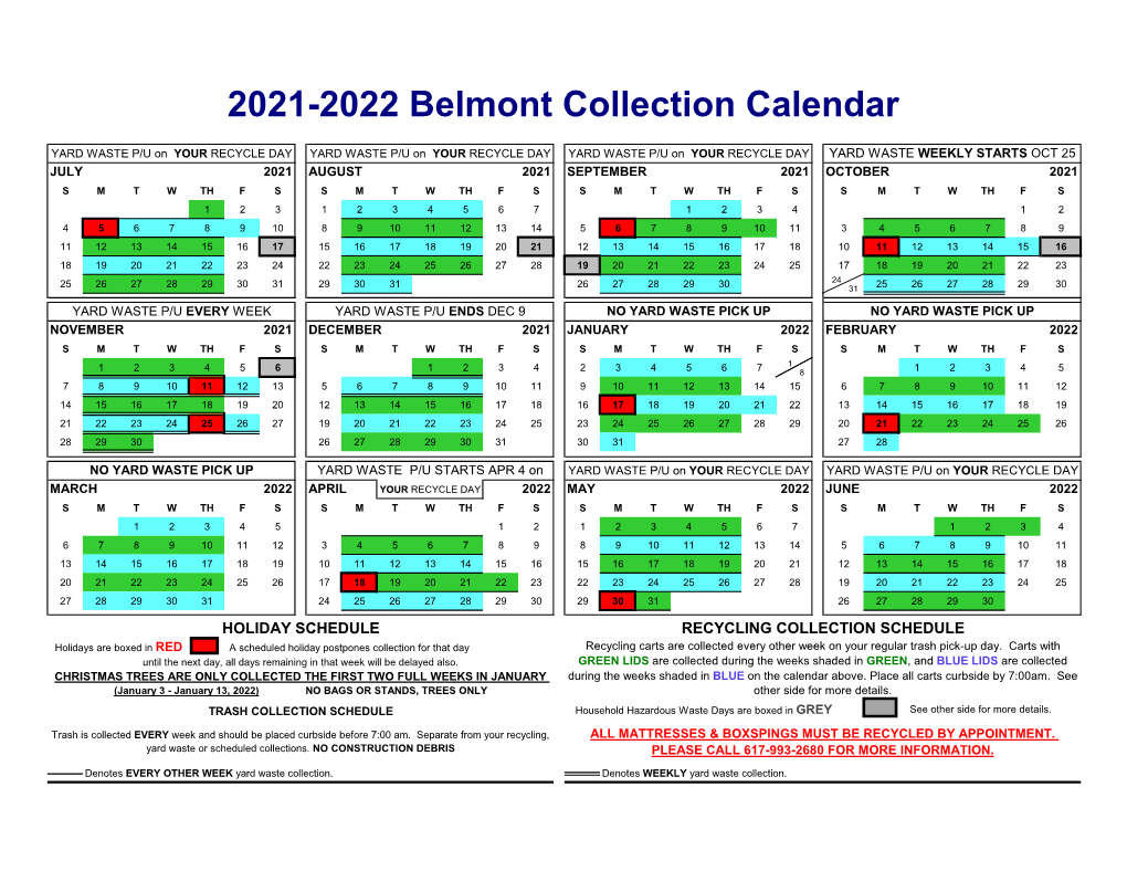 2021-2022 Belmont Collection Calendar