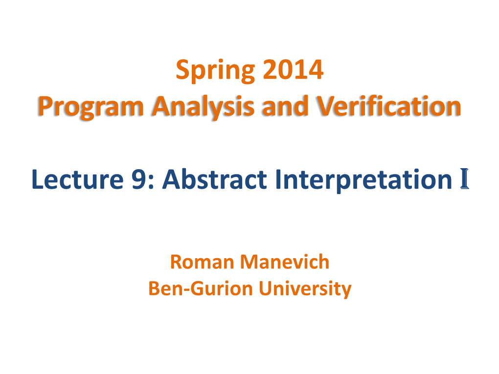 Program Analysis and Verification