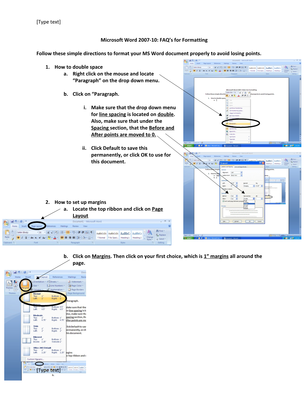 Microsoft Word 2007-10: FAQ S for Formatting