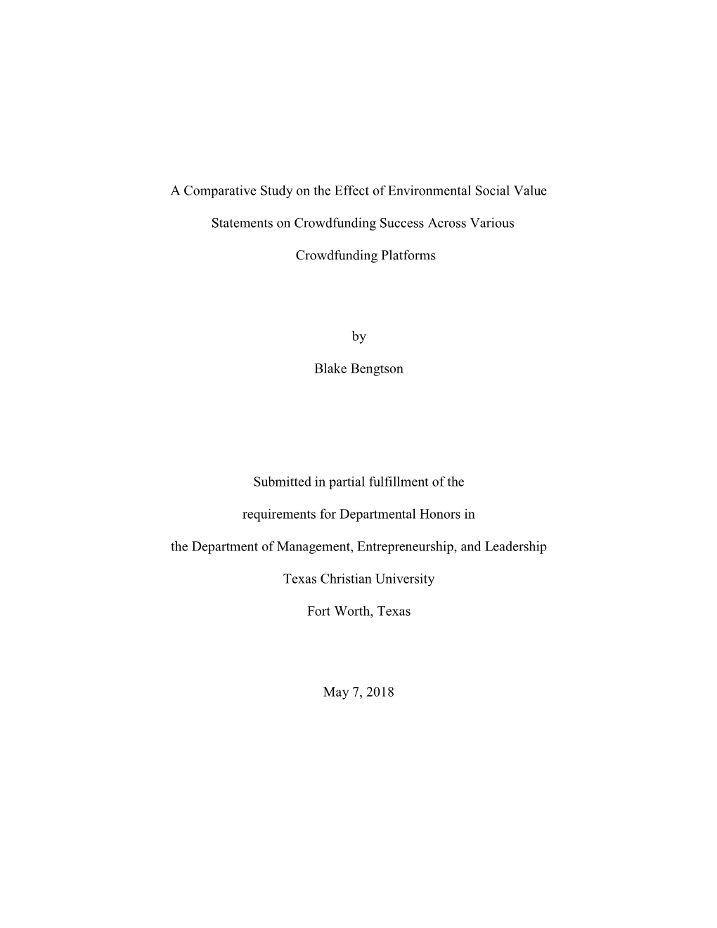 A Comparative Study on the Effect of Environmental Social Value