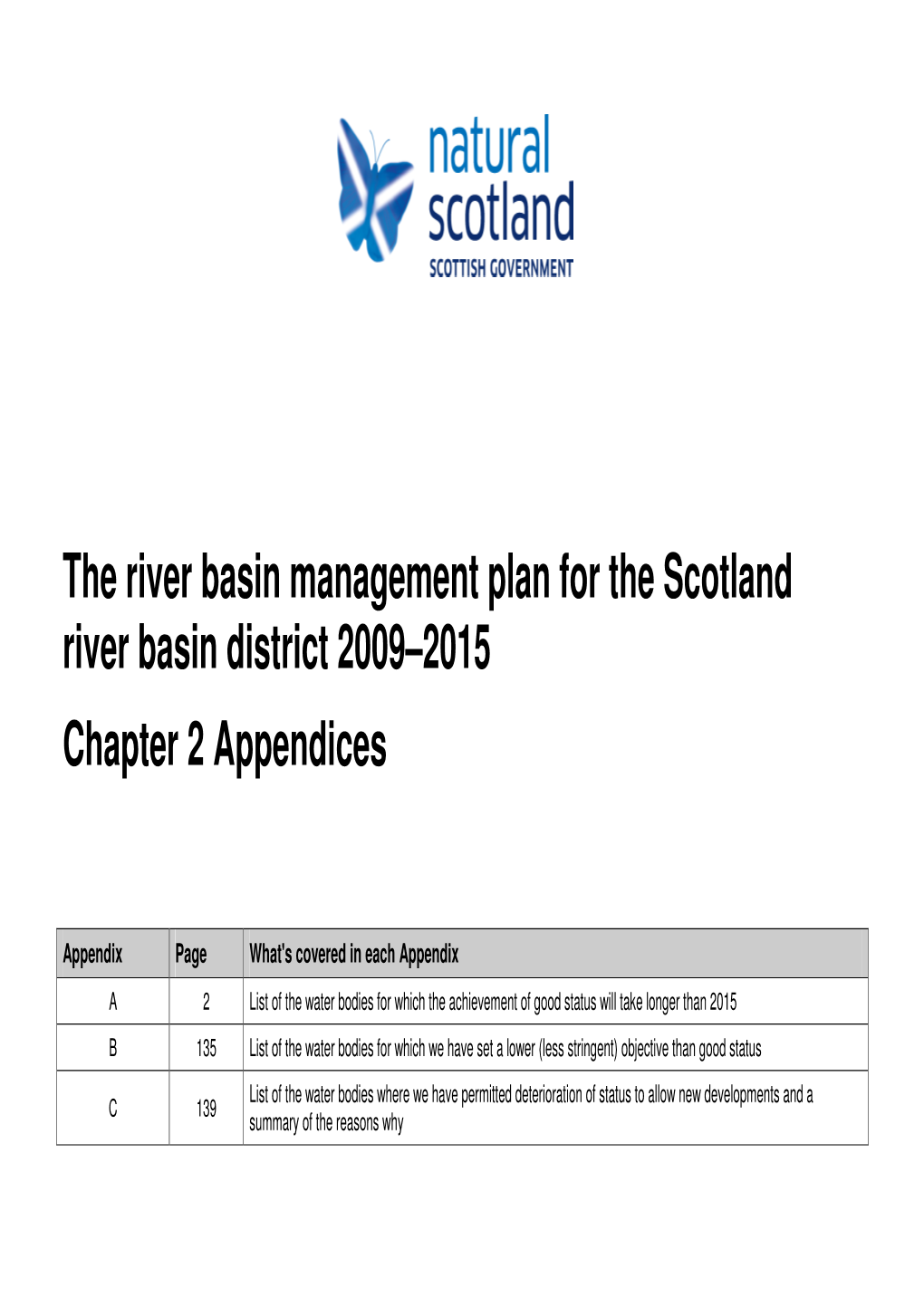 Scotland RBMP Chapter 2: Appendices