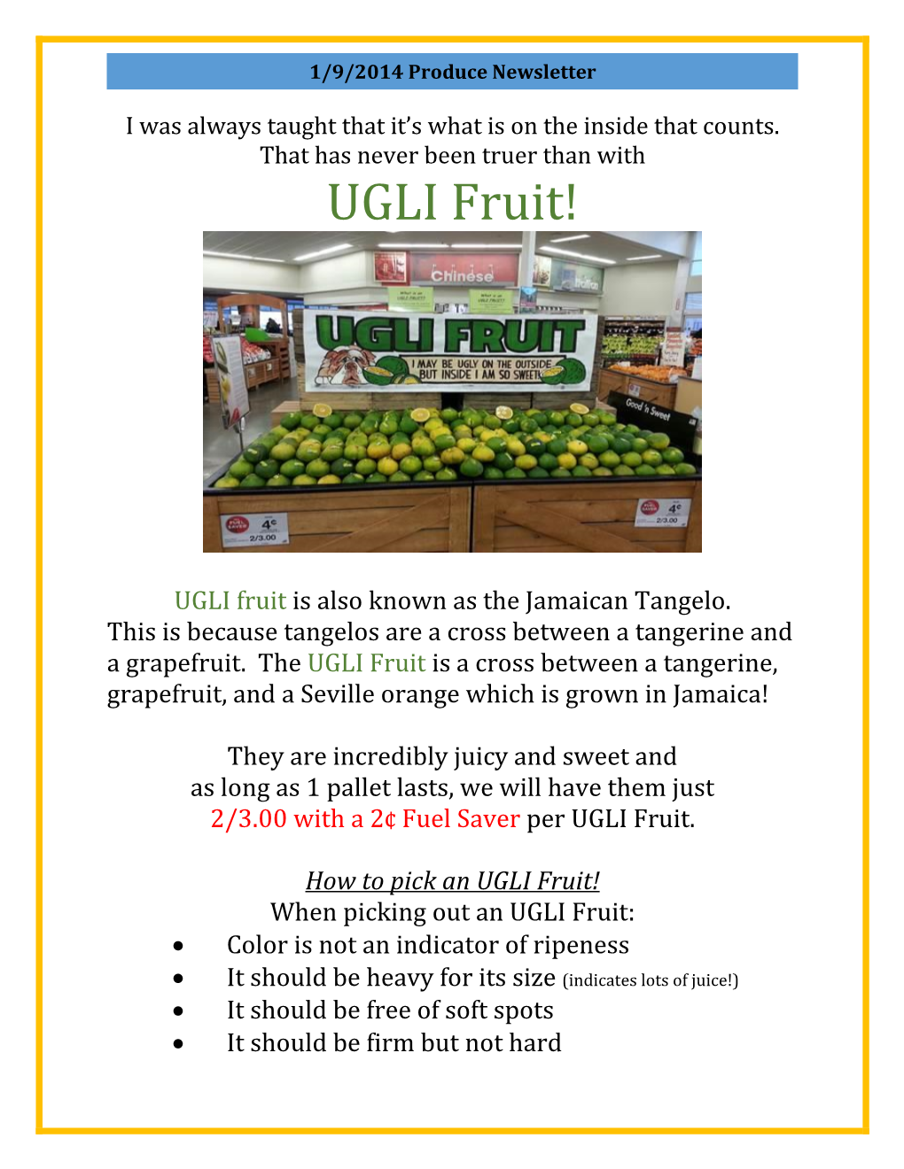 1/9/2014 Produce Newsletter