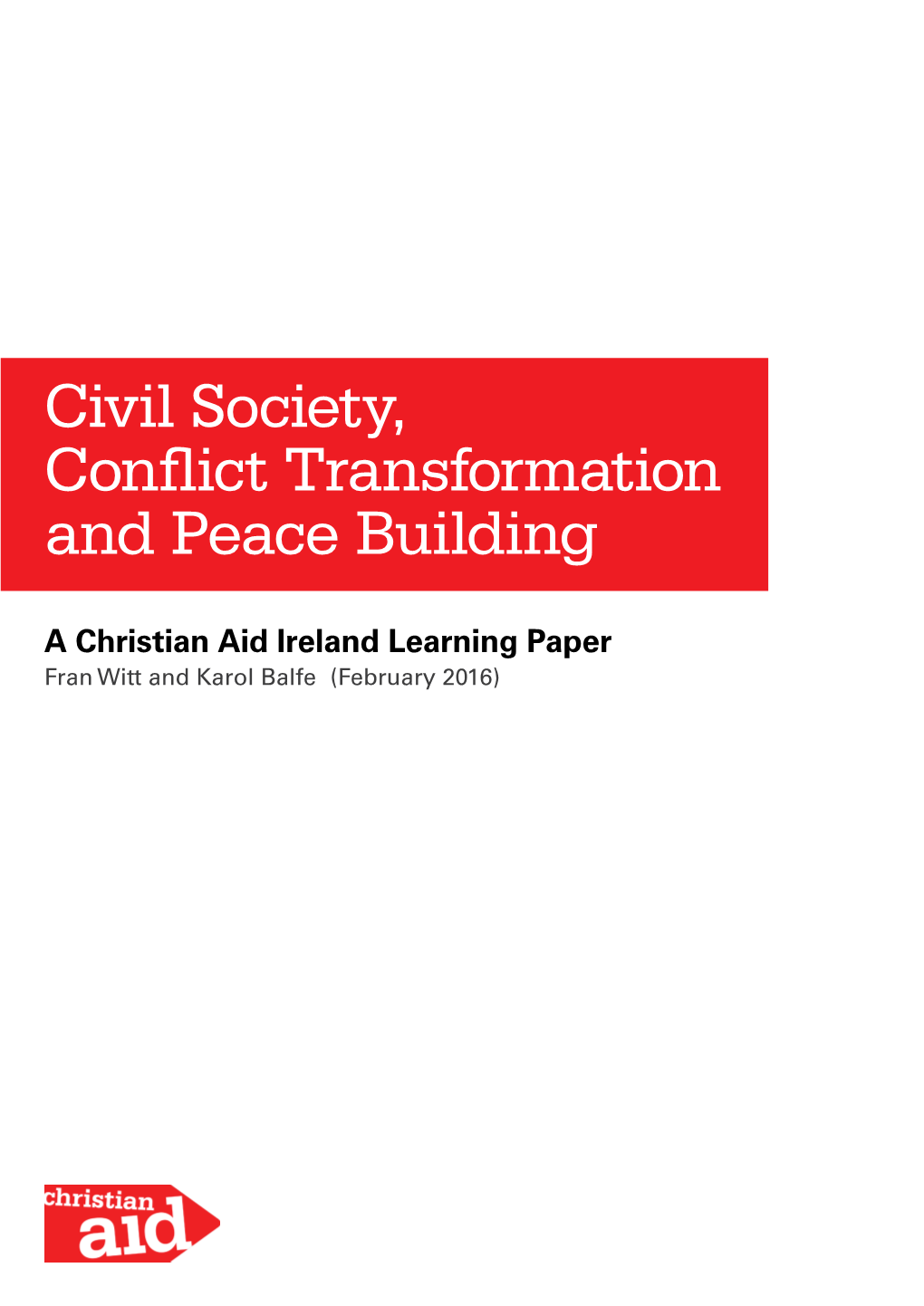 Civil Society, Conflict Transformation and Peace Building
