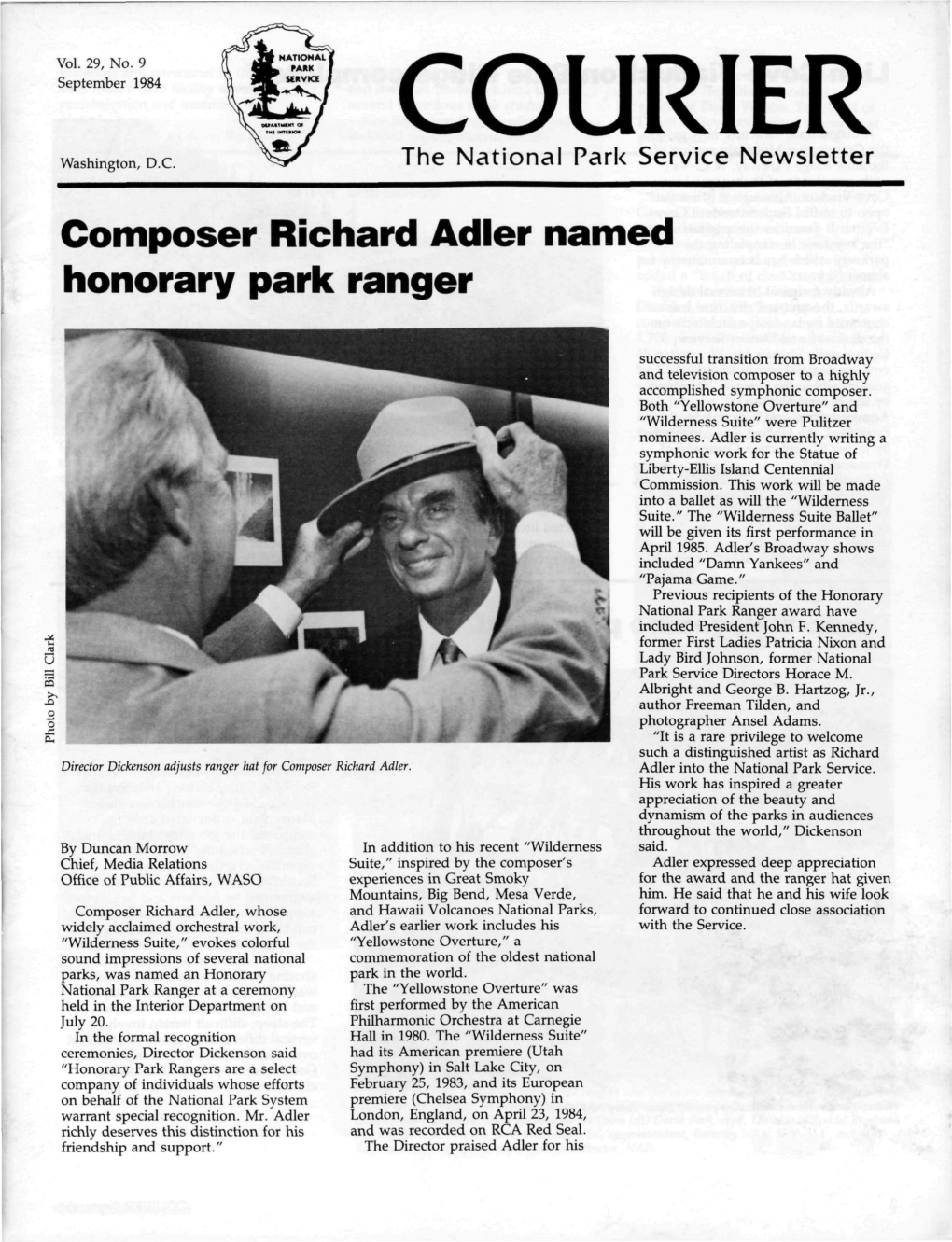 Composer Richard Adler Named Honorary Park Ranger