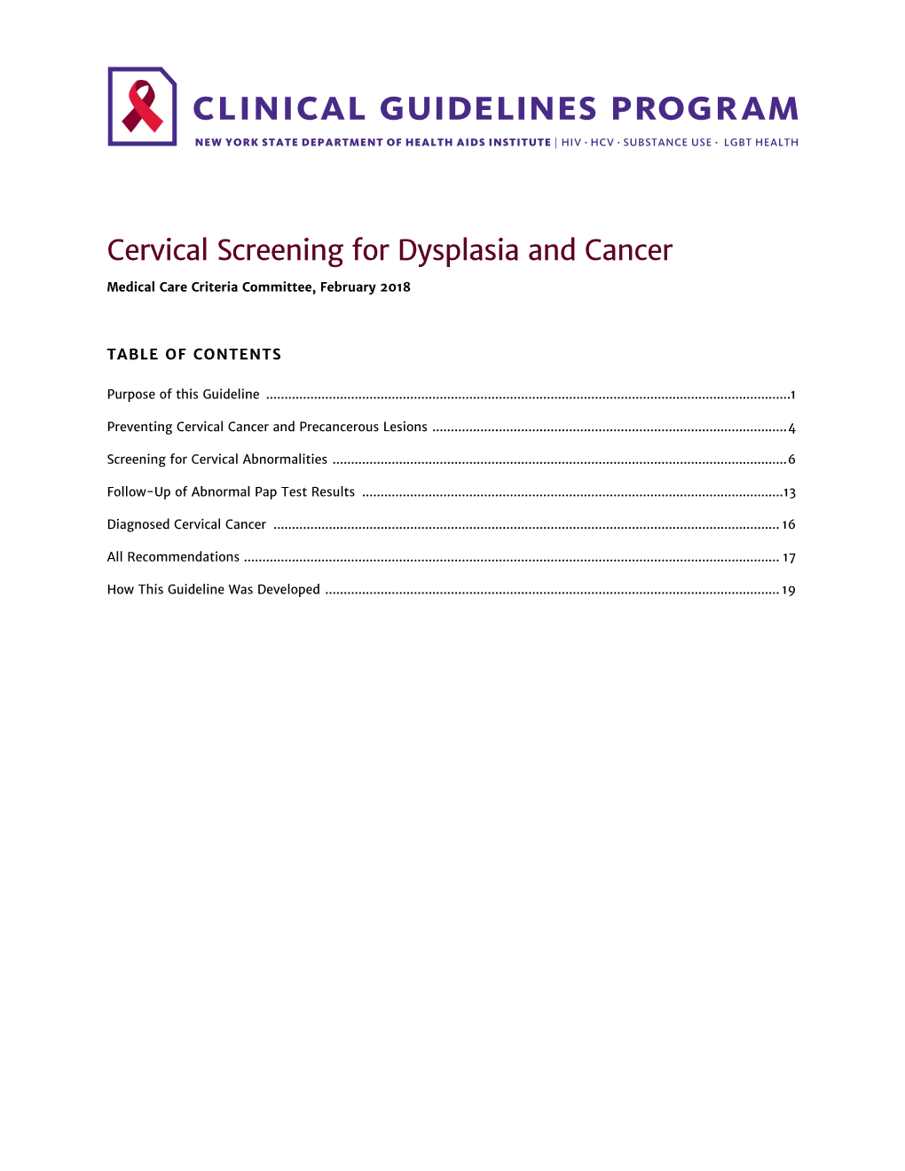 NYSDOH AI Cervical Screening for Dysplasia and Cancer