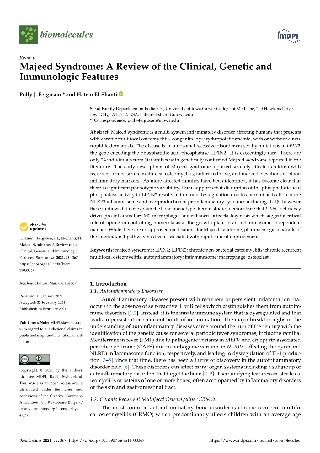 Majeed Syndrome: a Review of the Clinical, Genetic and Immunologic Features