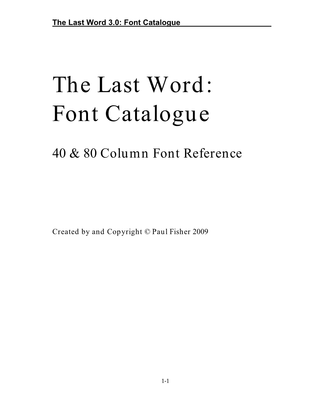 The Last Word: Font Catalogue