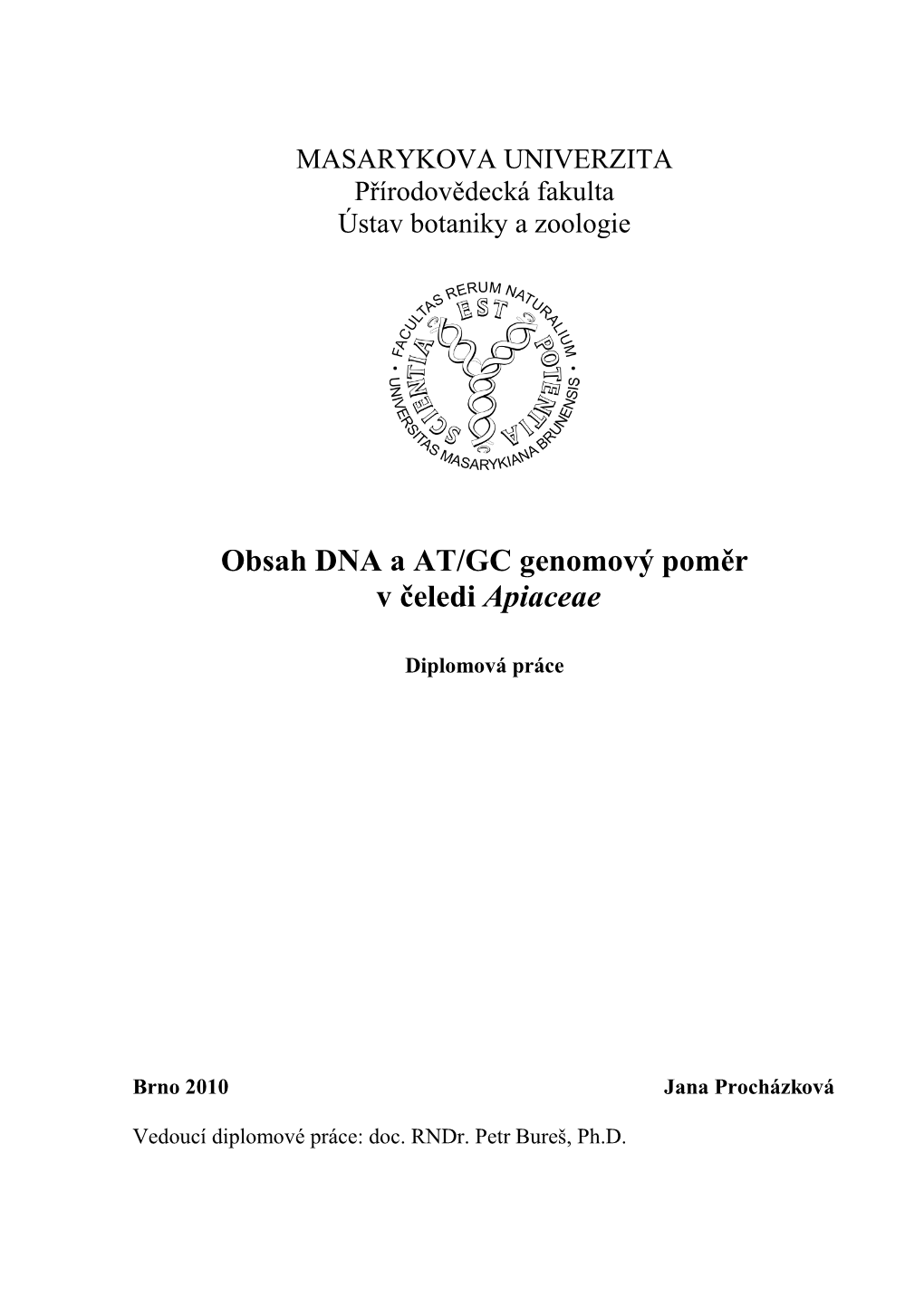 Obsah DNA a AT/GC Genomový Poměr V Čeledi Apiaceae