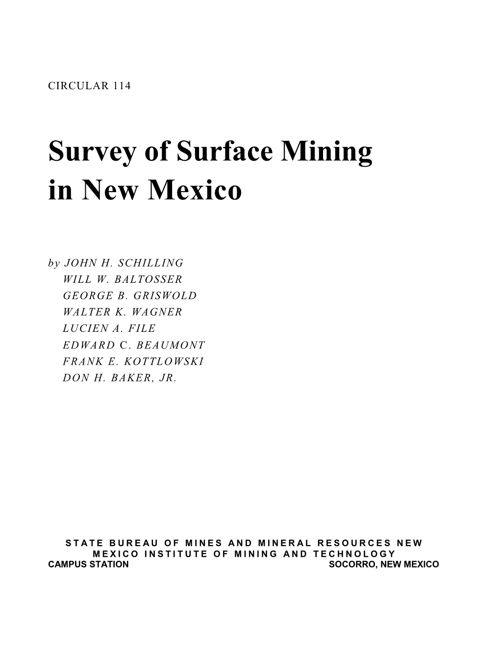 Survey of Surface Mining in New Mexico