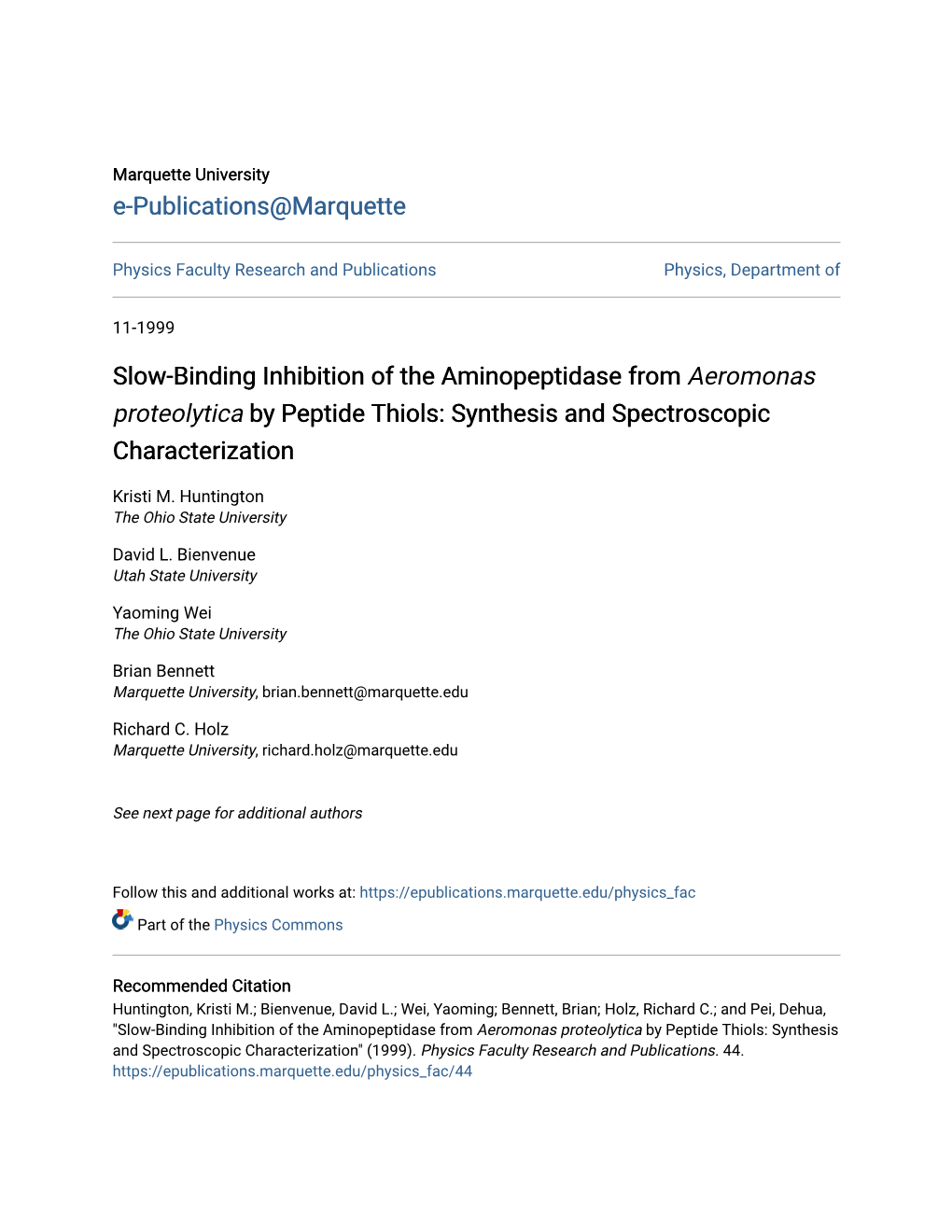 Slow-Binding Inhibition of the Aminopeptidase from Aeromonas Proteolytica by Peptide Thiols: Synthesis and Spectroscopic Characterization