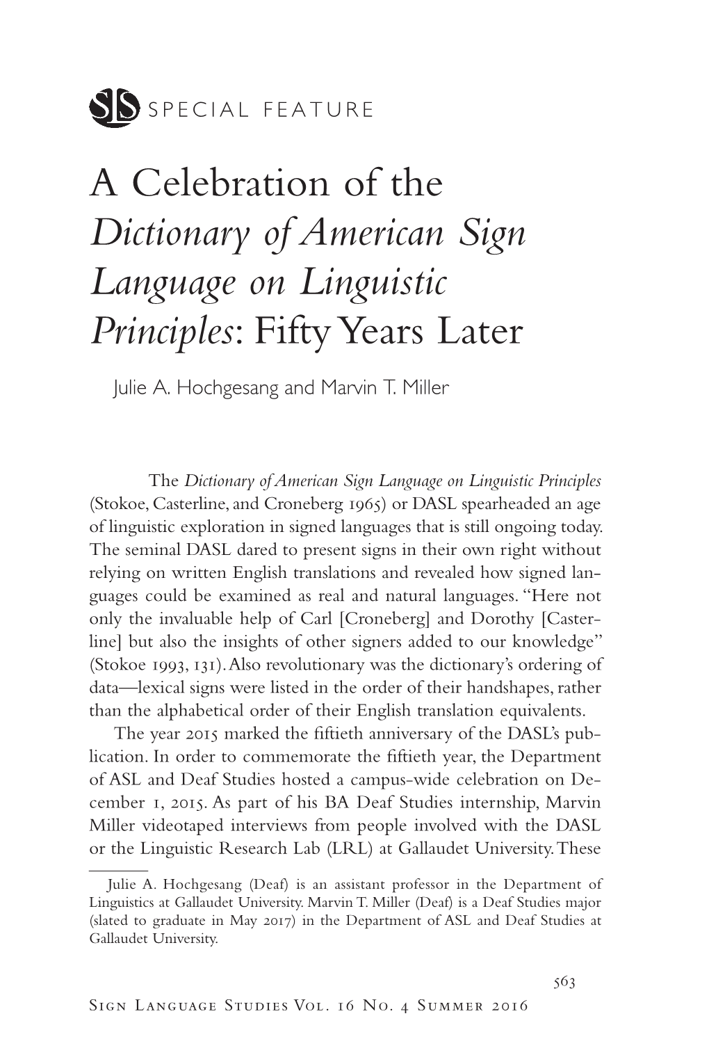 A Celebration of Dictionary of American Sign Language