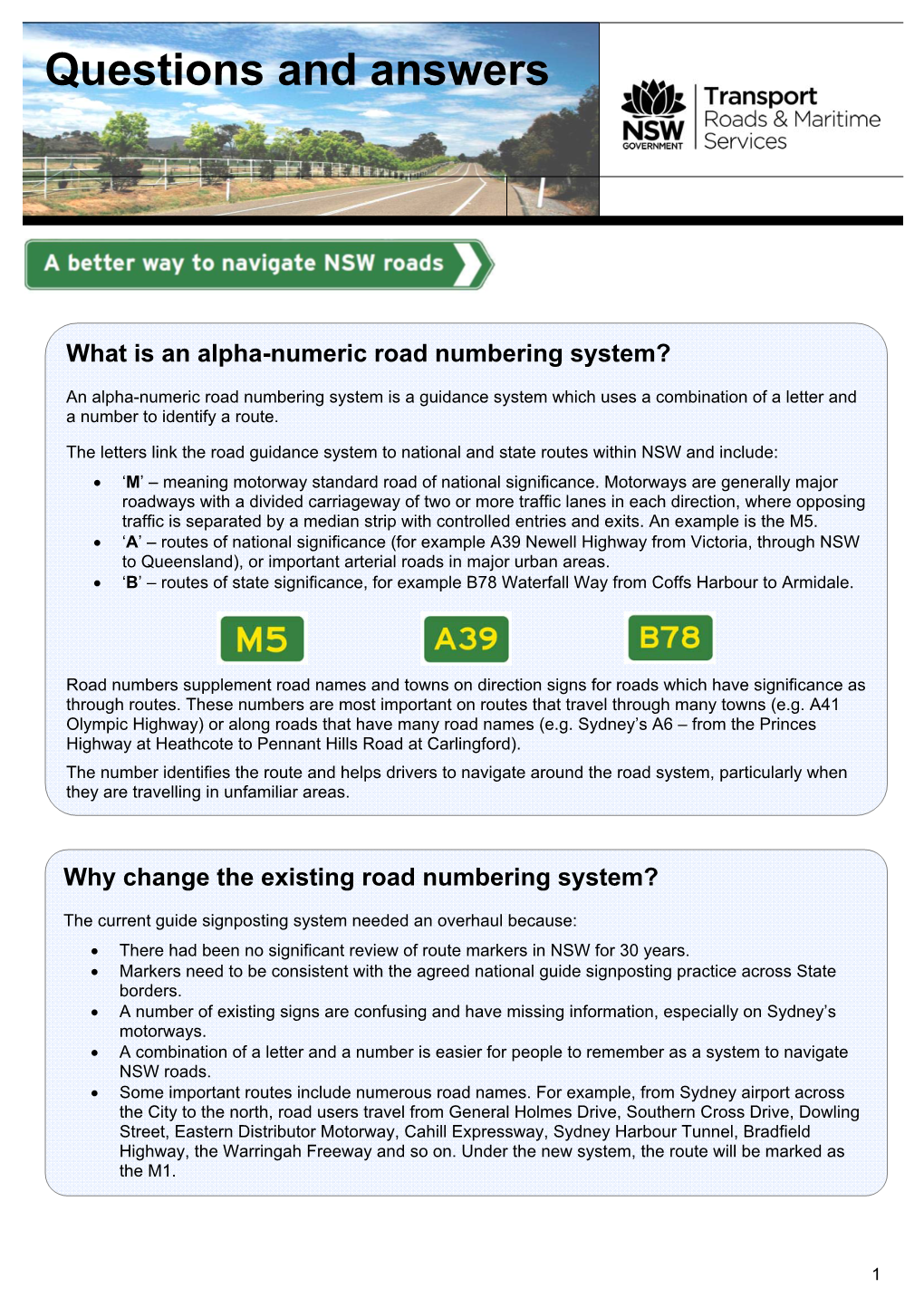 Alpha Numeric Route Numbering System