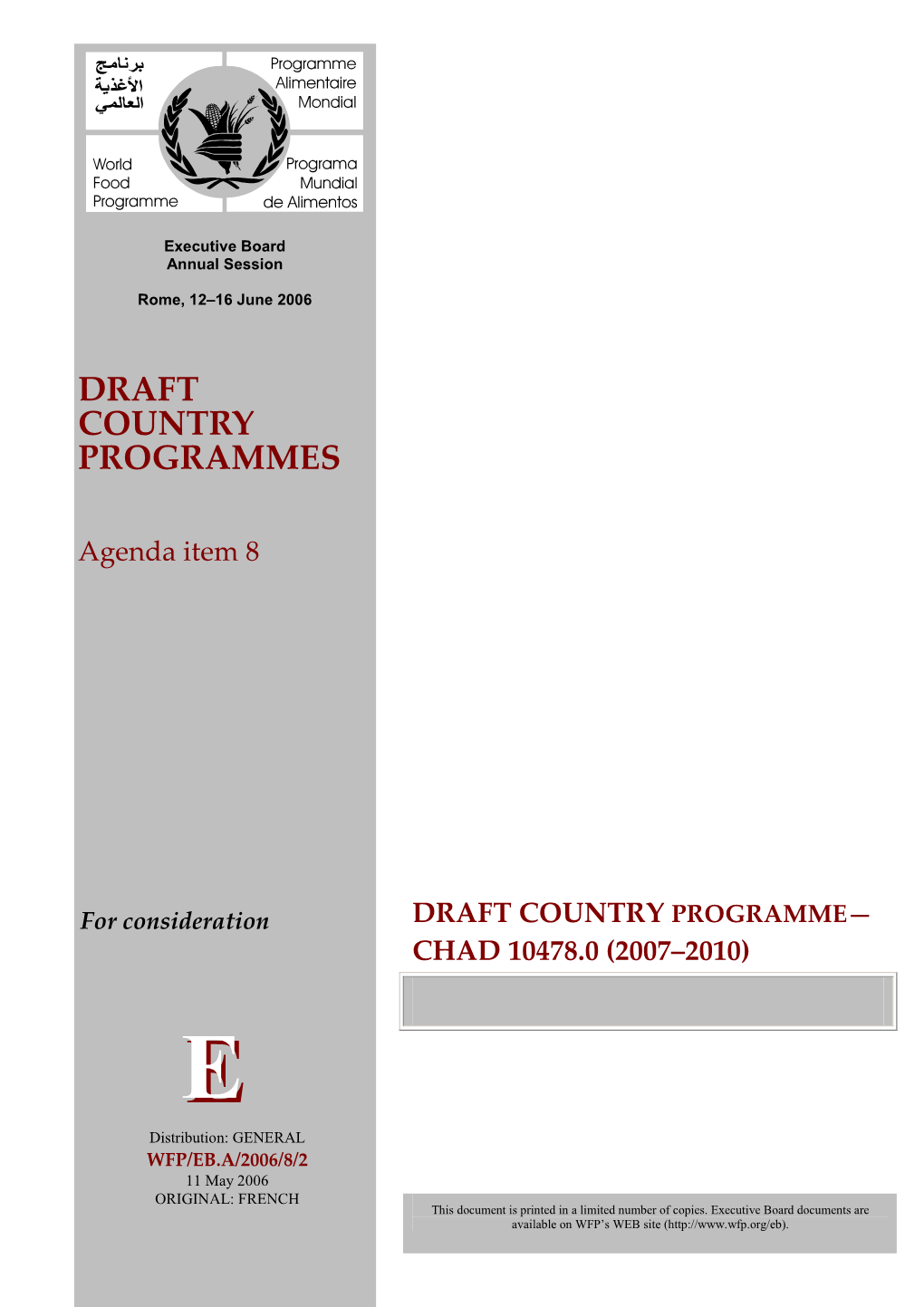 Draft Country Programme Chad 10478.0