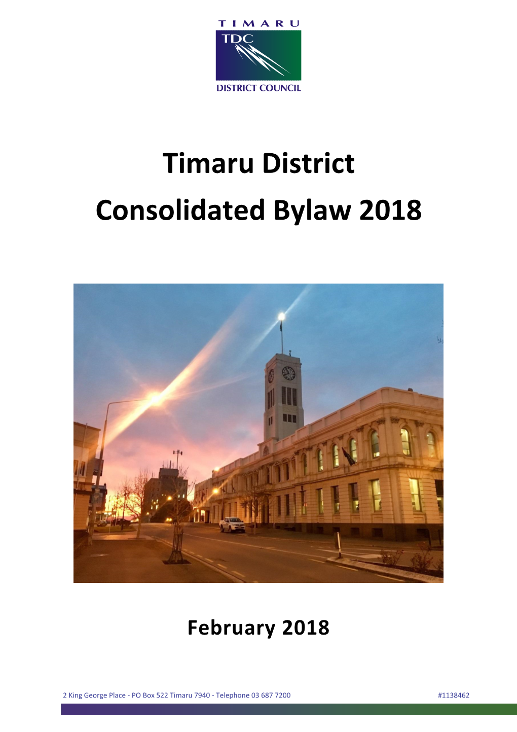 Timaru District Consolidated Bylaw 2018