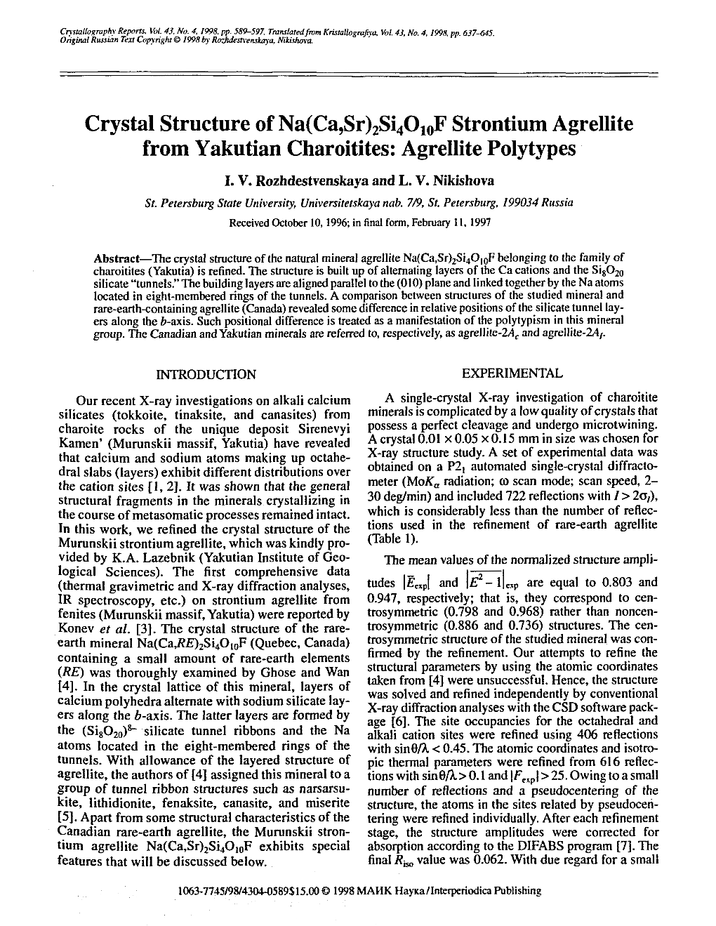 Agrellite Polytypes I