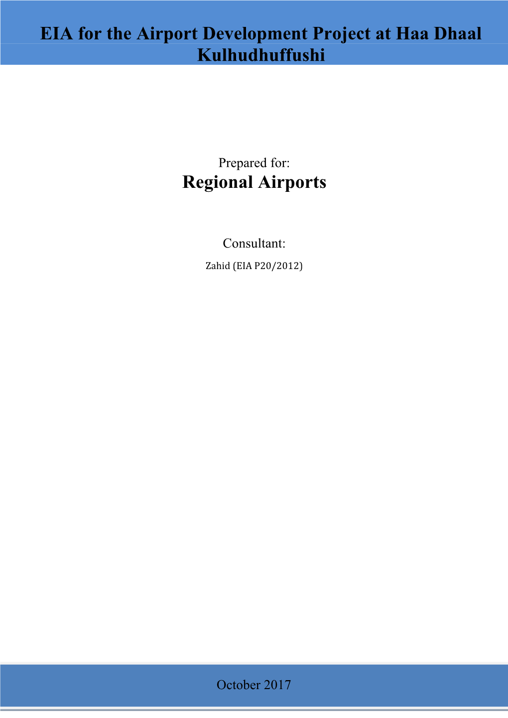 EIA for the Airport Development Project at Haa Dhaal Kulhudhuffushi